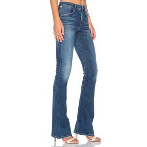 Citizens of Humanity Sasha Twist Low Slung Flared Jeans Blue Mid Wash Distressed